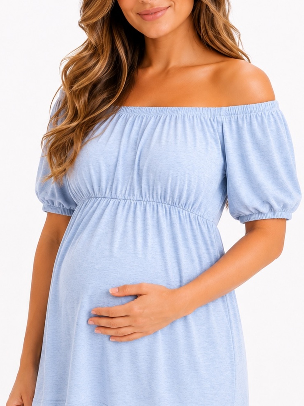 OLD NAVY NWT Maternity Cottagecore Puff Sleeve Blue Babydoll Cotton Top Large